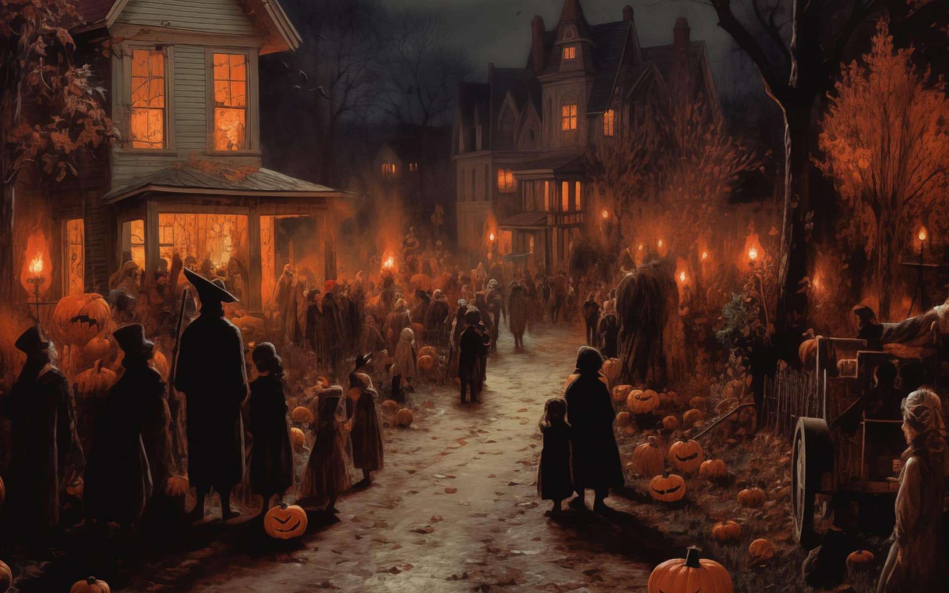 fi24-halloween-safety-hero Children trick or treating on Halloween night in the early 1900s