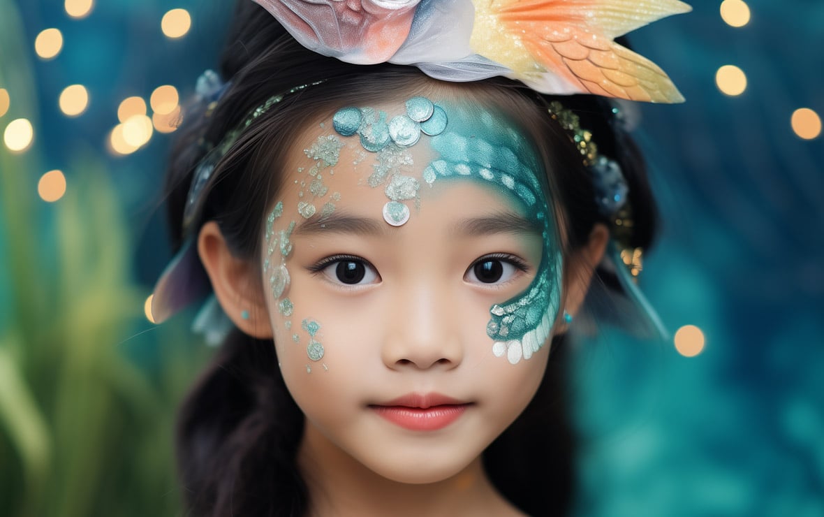 Master the Art of Horror: How to Achieve Hollywood Makeup Effects at Home! 4 "image that shows all Halloween makeup job do not need to be horror, as a younf girl with mermaid make up is shown