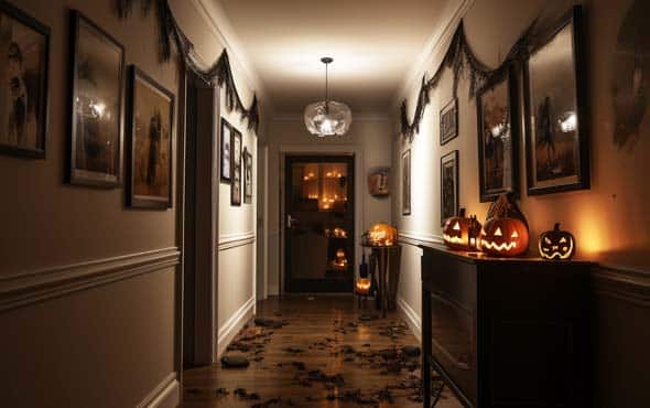 Hauntingly Beautiful: A Guide to Decorating Your Home for Halloween 4 a spooky Halloween decorated hallway