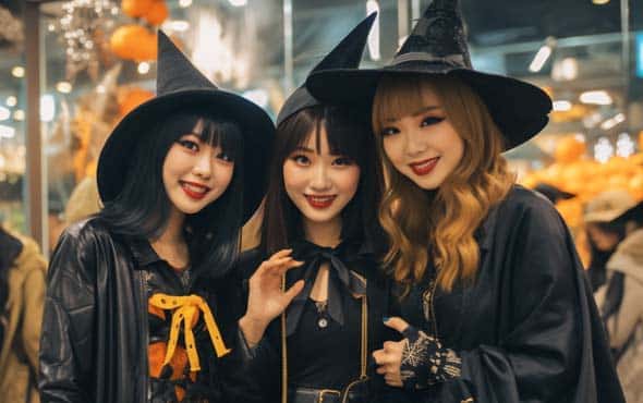 Ultimate Guide to Halloween Holiday<br>Origin and Traditions 14 Halloween celebrated in Japan by three witches