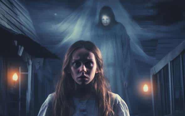 America's Urban Legends of Halloween: Tales That Haunt the Night 2 Urban legend image of a babysitter facing her fears as a ghostly figure follows her