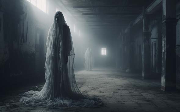 The Haunting at Hawthorn House 2 image of a ghostly figure suddenly appearing in the hall way.