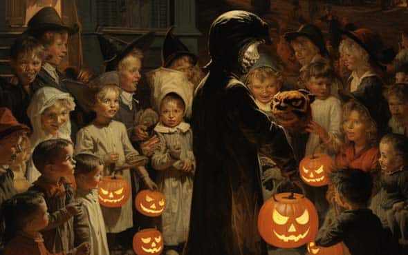 Our Mission : Preserving Halloween's Eternal Enchantment 1 image of a vintage Halloween gathering of children in early 20th century America