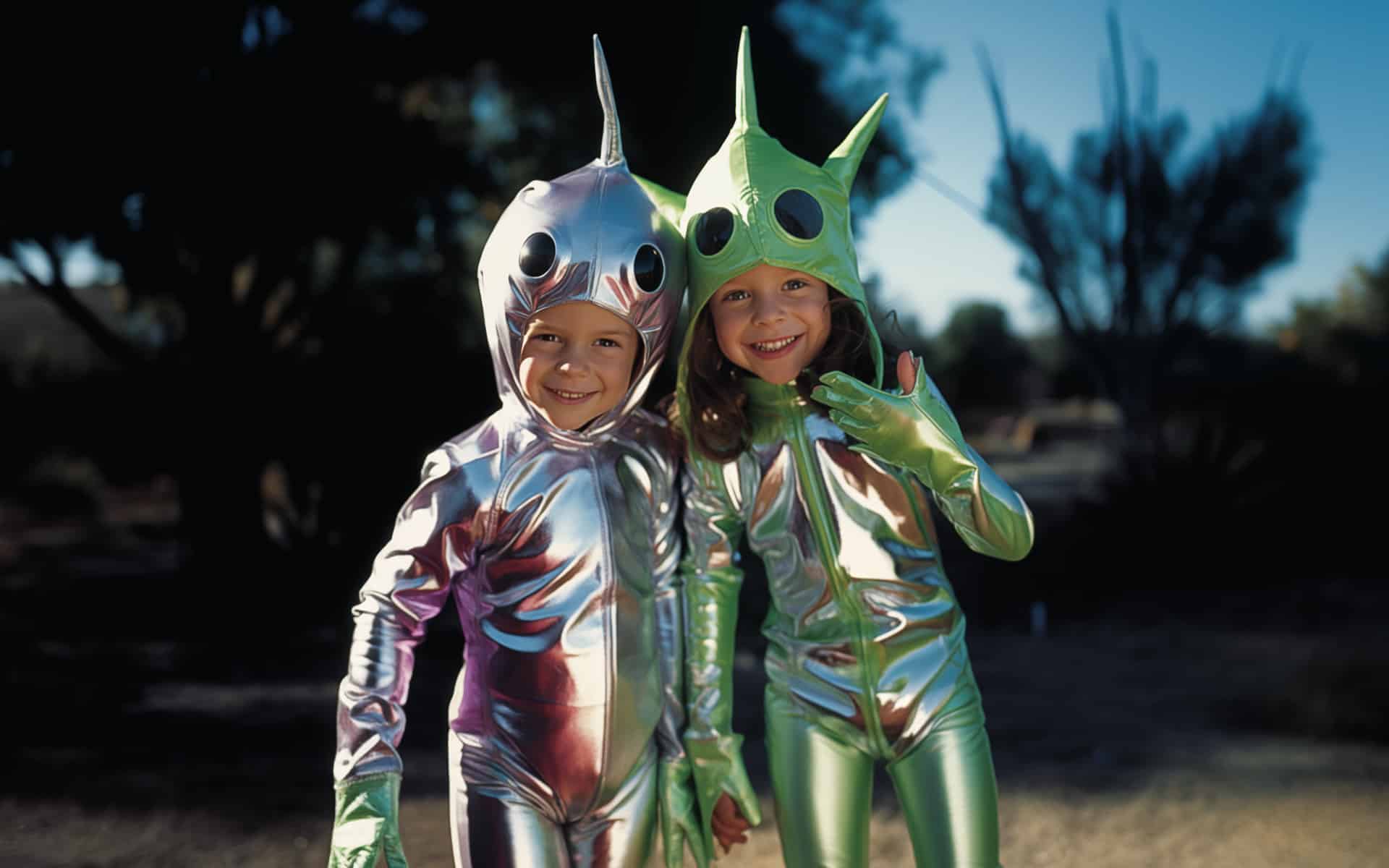 fi-diy-alien-extraterrestrial-hero a photo of two youngsters in alien costumes for Halloween
