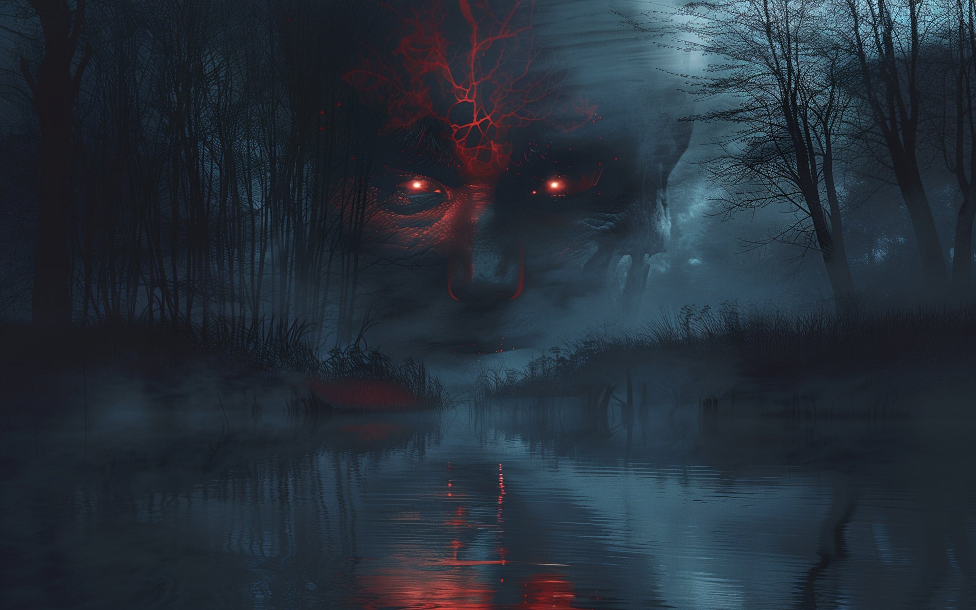 fi-devils-punchbowl the face of the devil himself hovers above the murky waters of a cursed pond